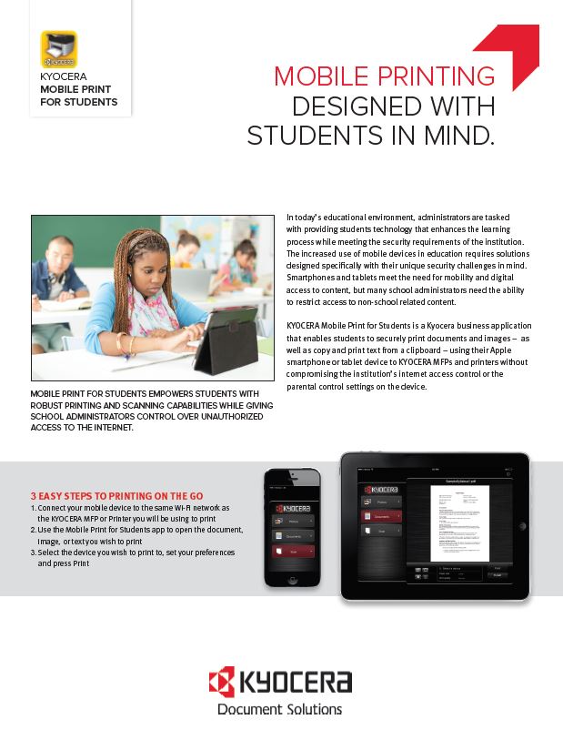 Kyocera, Software, Mobile, Cloud, Mobile Print For Students, education, Superior Office Systems